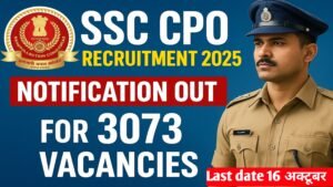 Delhi Police SSC CPO 2025 Notification Out Post 3073 Online Apply Starts