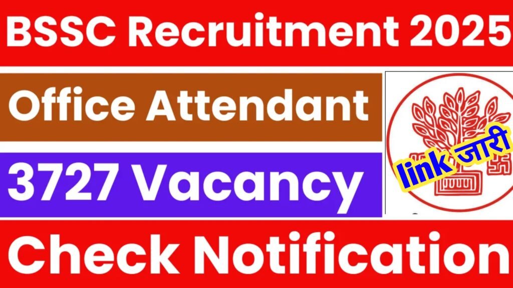 Bihar BSSC Office Attendant Recruitment Online from Apply 2025