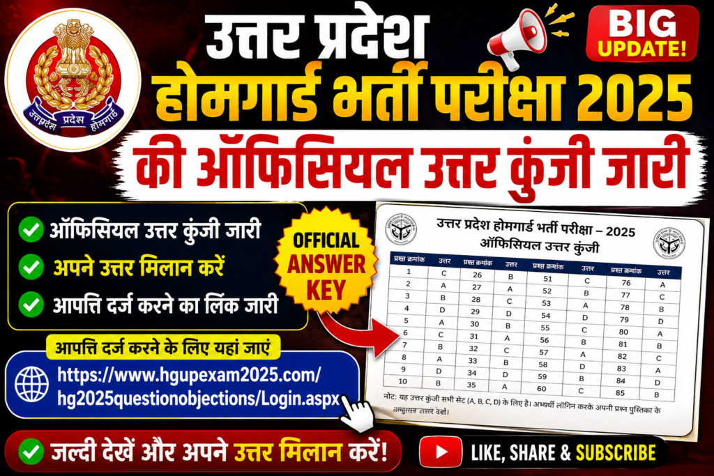 UP Home Guard Answer Key 2026