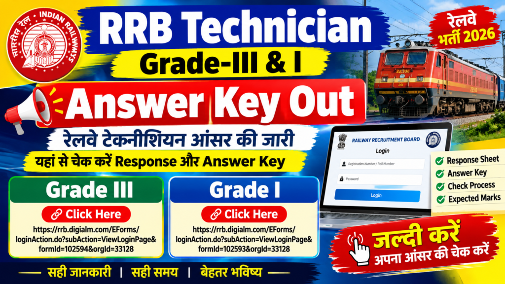 RRB Technician Grade 1 & Grade 3 Answer Key 2026 Out